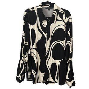 Printed swirl button down shirt from Eloquii size20